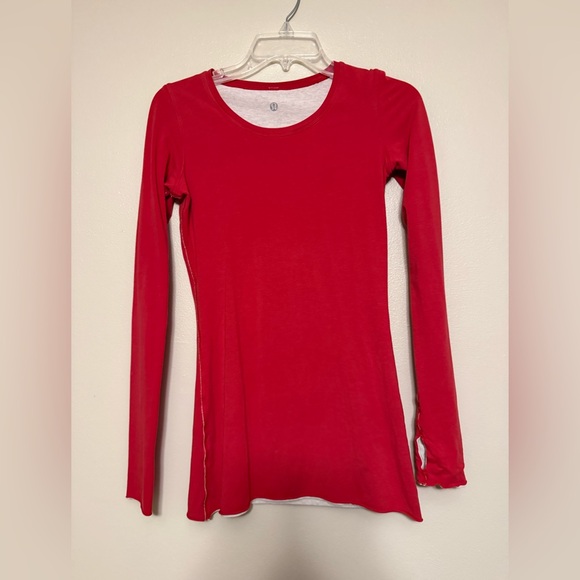 lululemon Vibrant Red Long Sleeve double layer Top - Picture 1 of 4